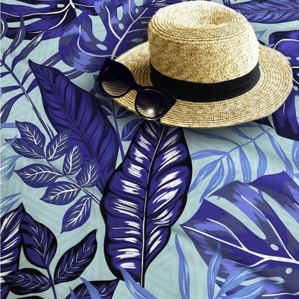 Elite Trend® Palms (78x35 inches) Blue Leaf Print Beach Towel - Picture 7 of 9